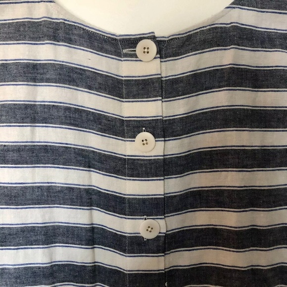 Madewell Blue/White Stripe Round Neck Cap Sleeve T-Shirt Dress w/ Pockets W XS - Picture 4 of 8